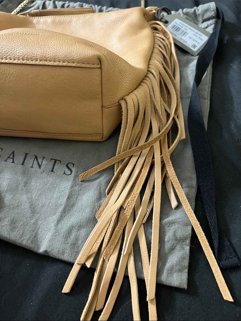 ALL SAINTS Evaline Fringe Crossbody - Palisade Tan - Picture 5 of 11